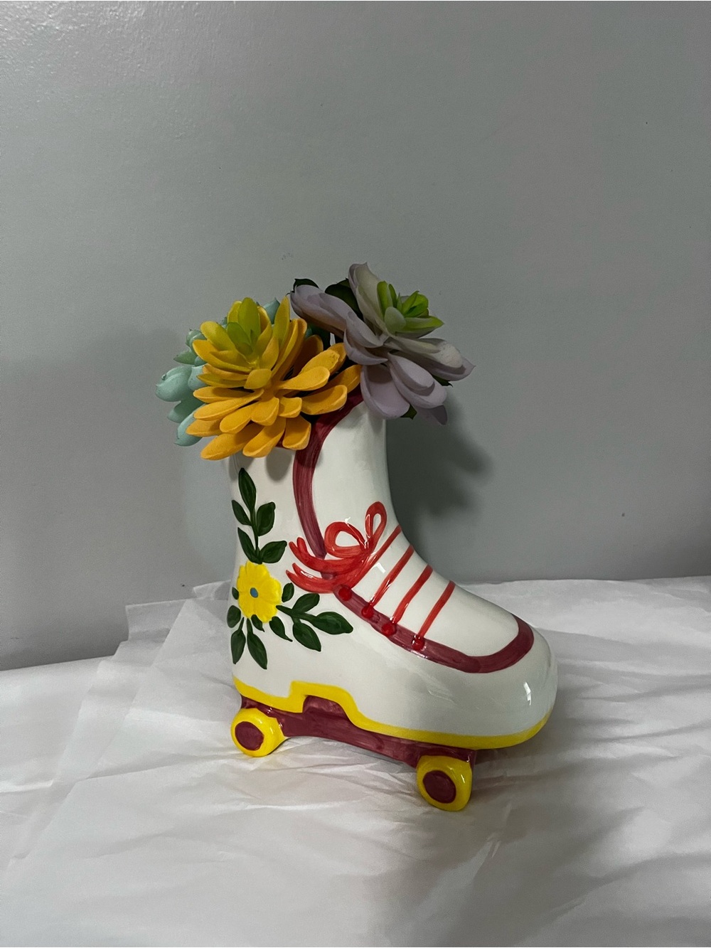 Fun and Funky Roller Skate Ceramic Vase